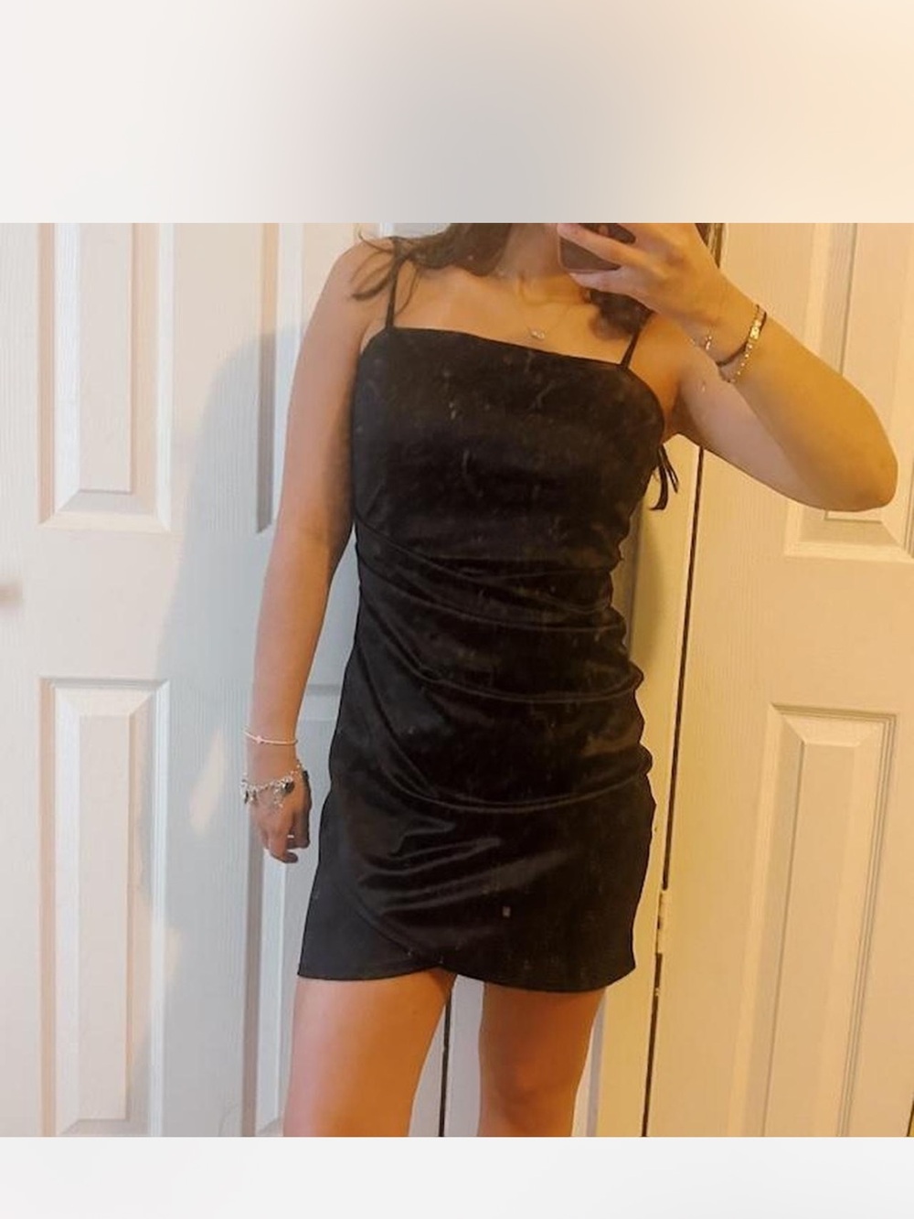 Black Velvet Slip Dress with Spaghetti Straps